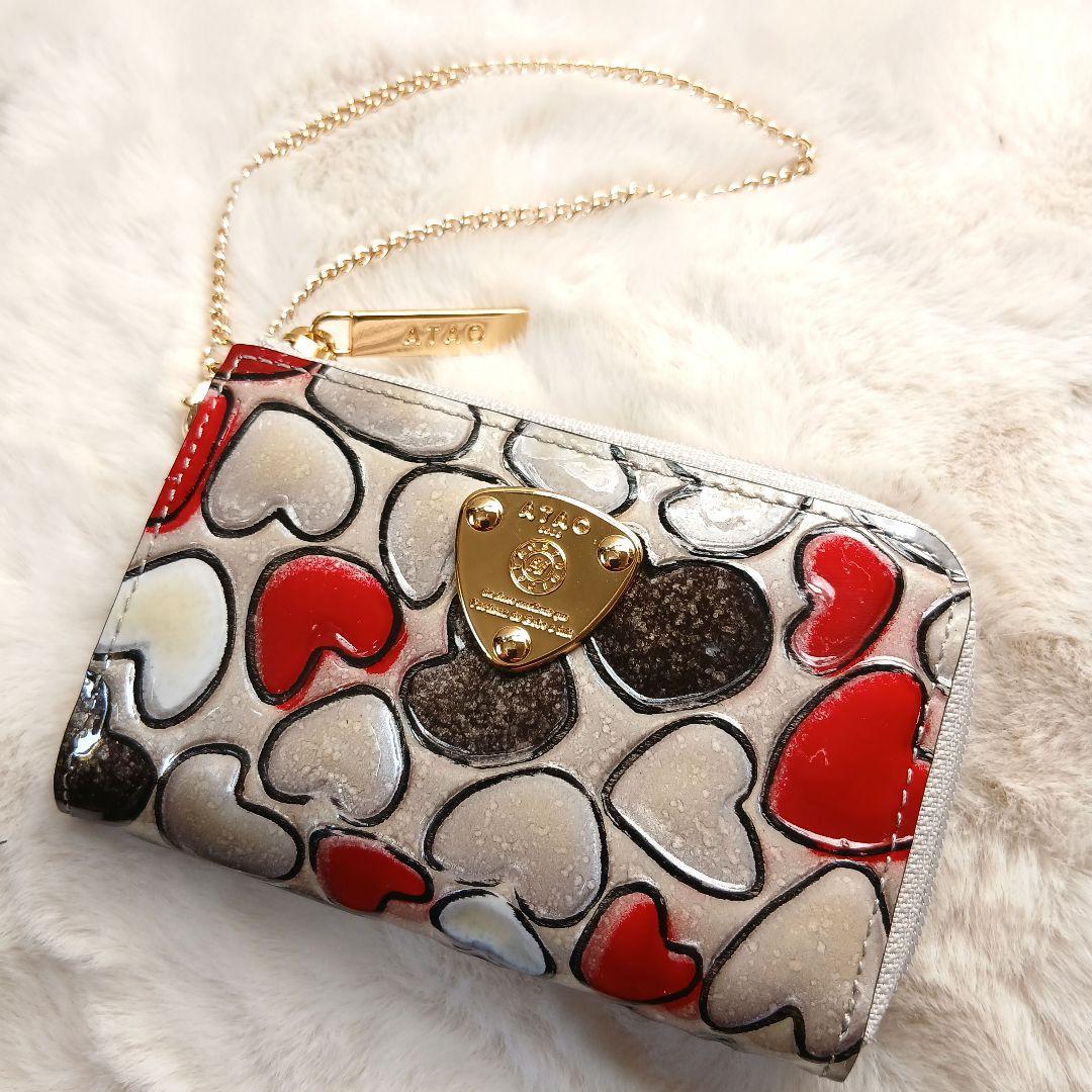 未使用　ATAO キーケース ベル ハッピーヴィトロ プラチナグラス ハート ATAO ベル プラチナグラス ハート ミニ財布 キーケース ハッピーヴィ