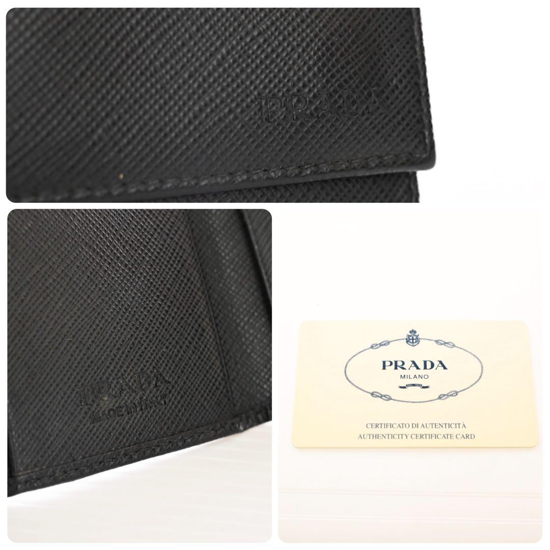 極美品】プラダ キーケース 鍵 黒 ブラック レザー サフィアーノ 折