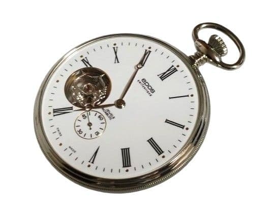 極美 エポス 懐中時計 オープンハート 裏スケ 17石 インカブロック