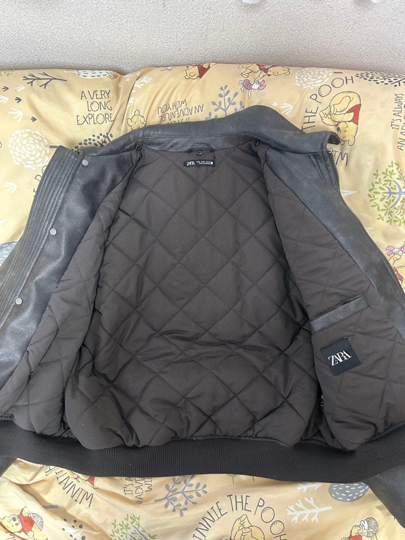 即完売 希少《ZARA》ボア襟 フェイクレザージャケット M 黒 ボンバー