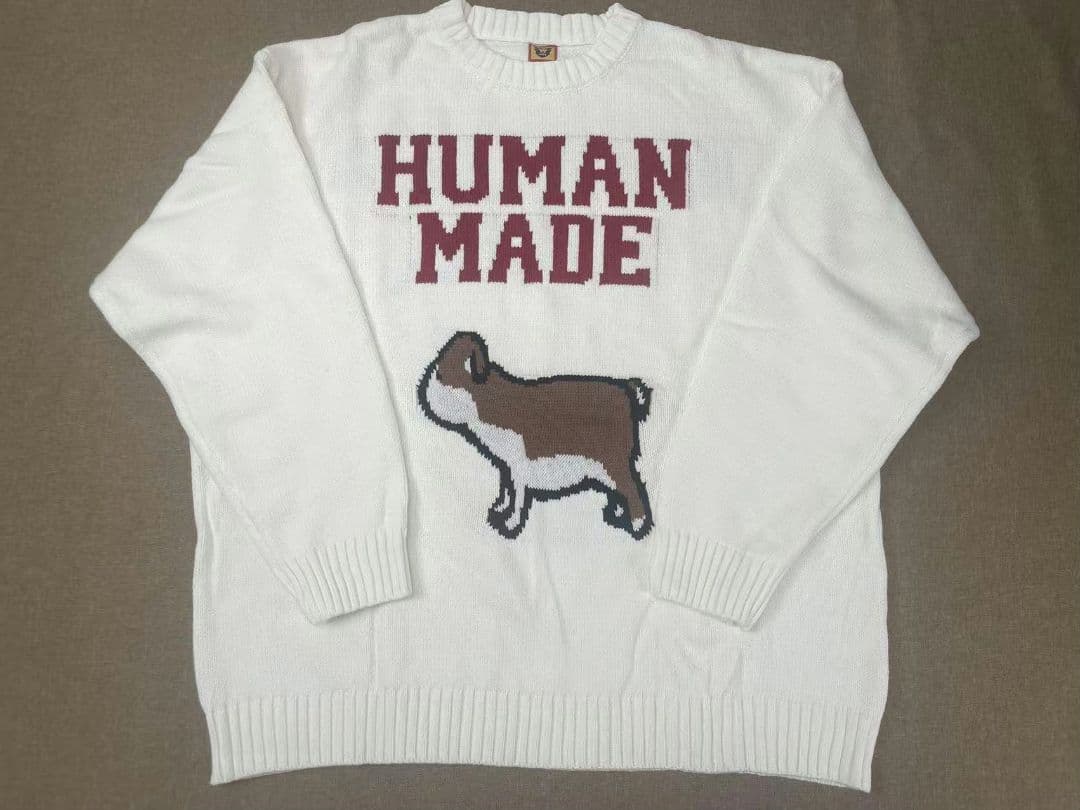 k*t様 HUMAN MADE ホワイト セーター 犬刺繍 HUMAN MADE - HUMAN MADE 犬刺繍オーバーサイズニットの通販 by ラミー