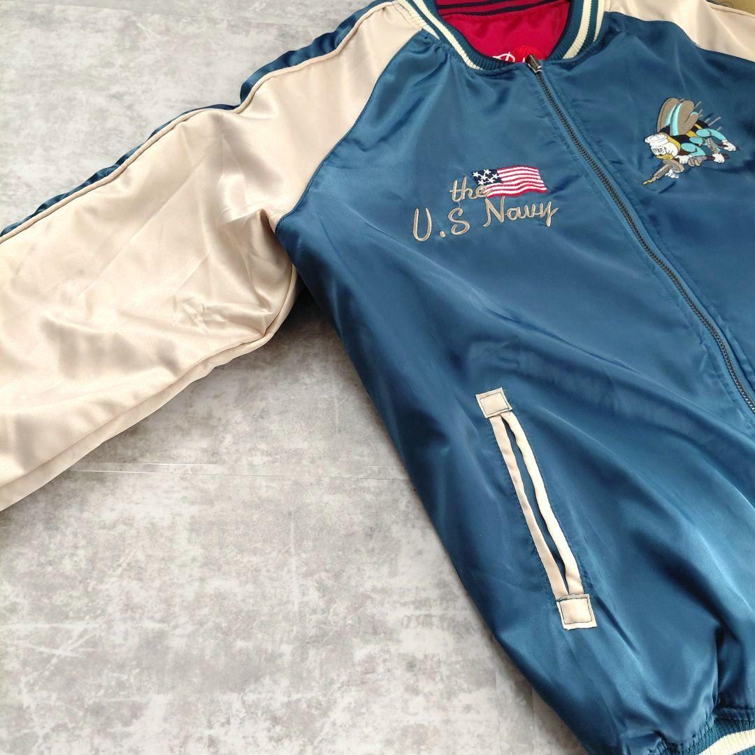 U.S.Navy 刺繍 スカジャン リバーシブル L SEA BEES 鶴