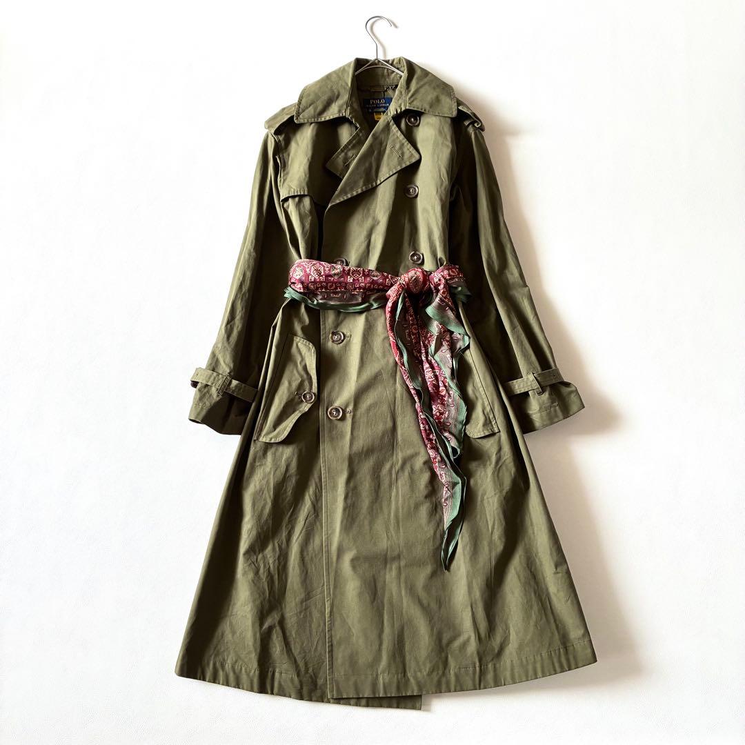 ポロラルフローレン 現行 スカーフベルトポプリントレンチコート