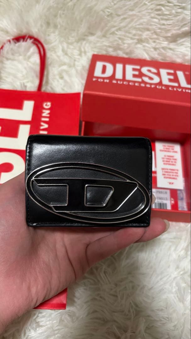 DIESEL 三つ折り財布 黒 DIESEL（ディーゼル） 並行輸入品 TRI-FOLD COIN XS WALLET 三つ折り