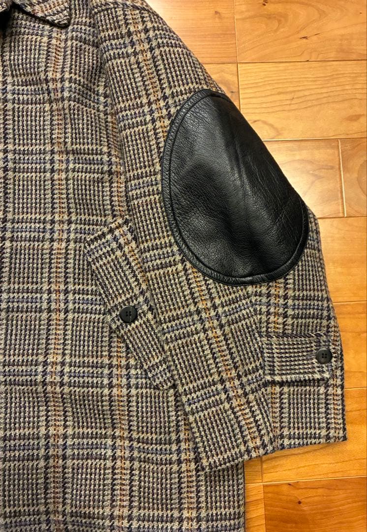 希少 I.S. イッセイミヤケ チェック柄 ウールコート エルボーパッチ M