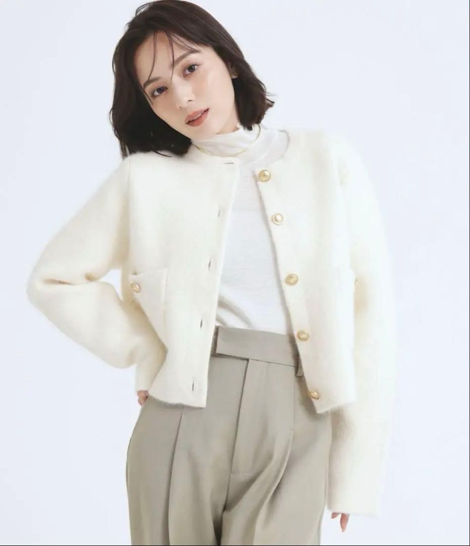 ma♡ 　anuans ノーカラーニットジャケット　ニットセット anuans（アニュアンス） ジャケット ノーカラージャケット 「ZOZO限定