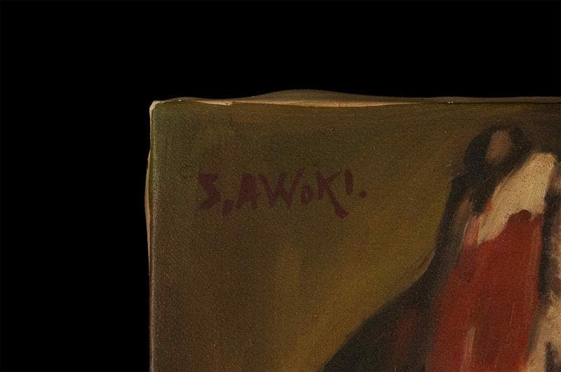 青木繁 油彩 肉筆『少数民族の少女』表サイン 裏サイン F6号 額無 b580