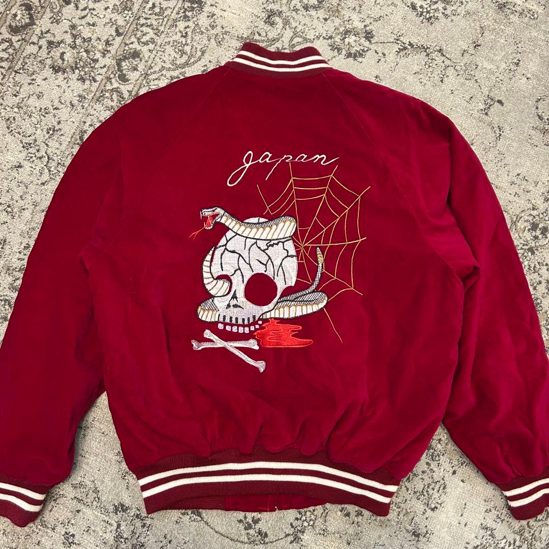 90S 別珍 SHOOT ONE ドクロ刺繍 スカジャン Мサイズ 赤 - メルカリ