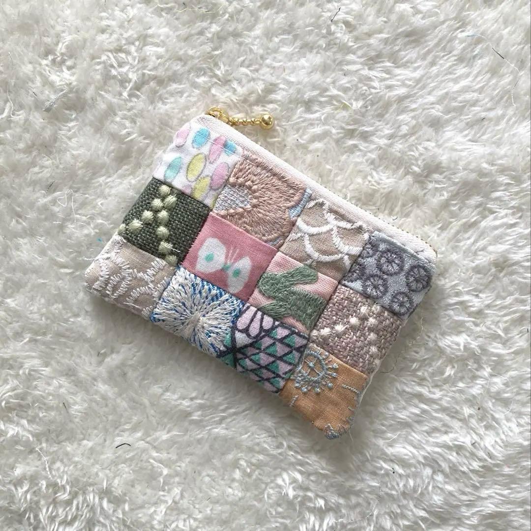 ミナペルホネン パッチワーク × ランランラン ハンドメイドポーチ