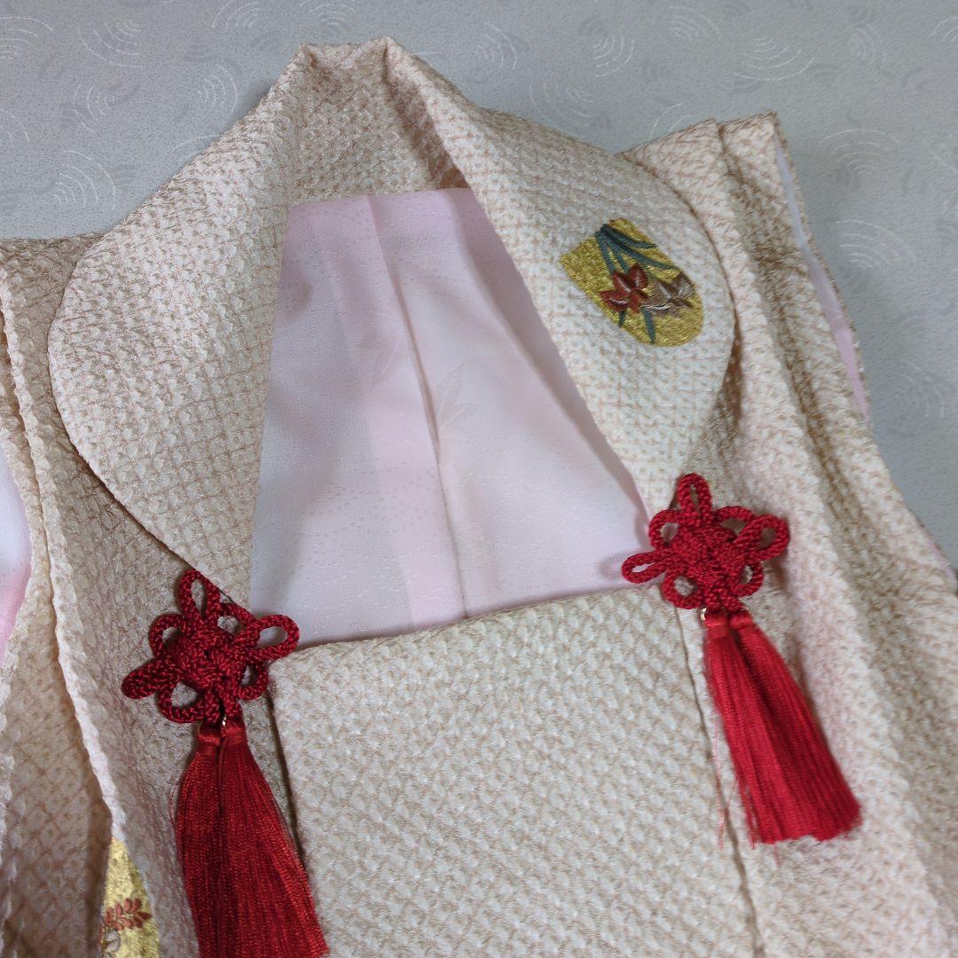 七五三3歳女の子正絹総絞り手縫いの被布(中綿無し）刺繍入り