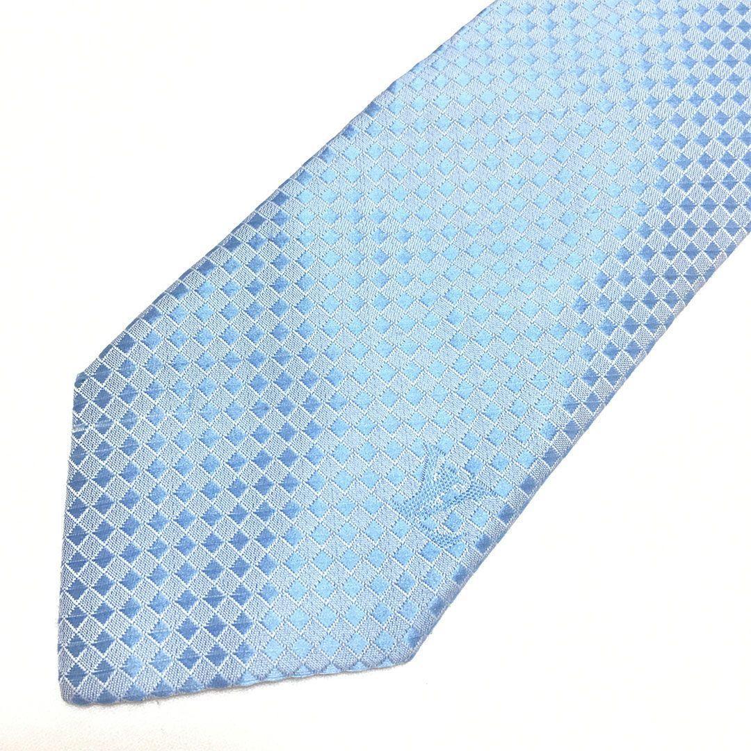 未使用級 ルイヴィトン Louis Vuitton ネクタイ ブルー ダミエ - メルカリ