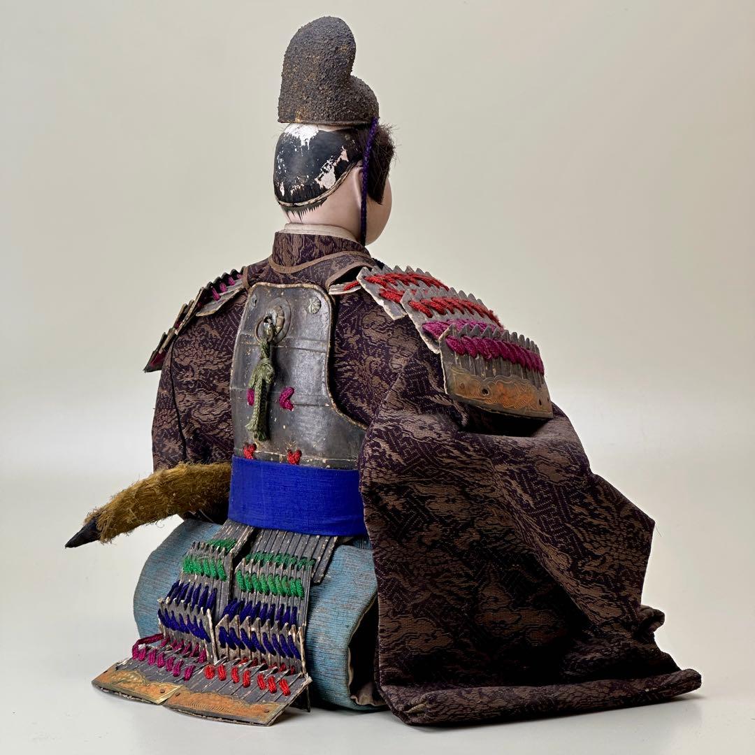 江戸〜明治時代 武者人形 鎧武者座り人形 高さ約32cm 古美術・骨董