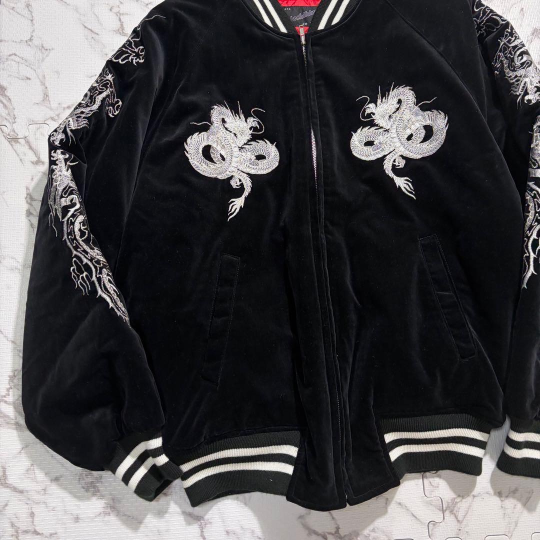 未使用級/XXL✨ホシヒメ スカジャン 別珍 龍 黒✖️赤 - メルカリ