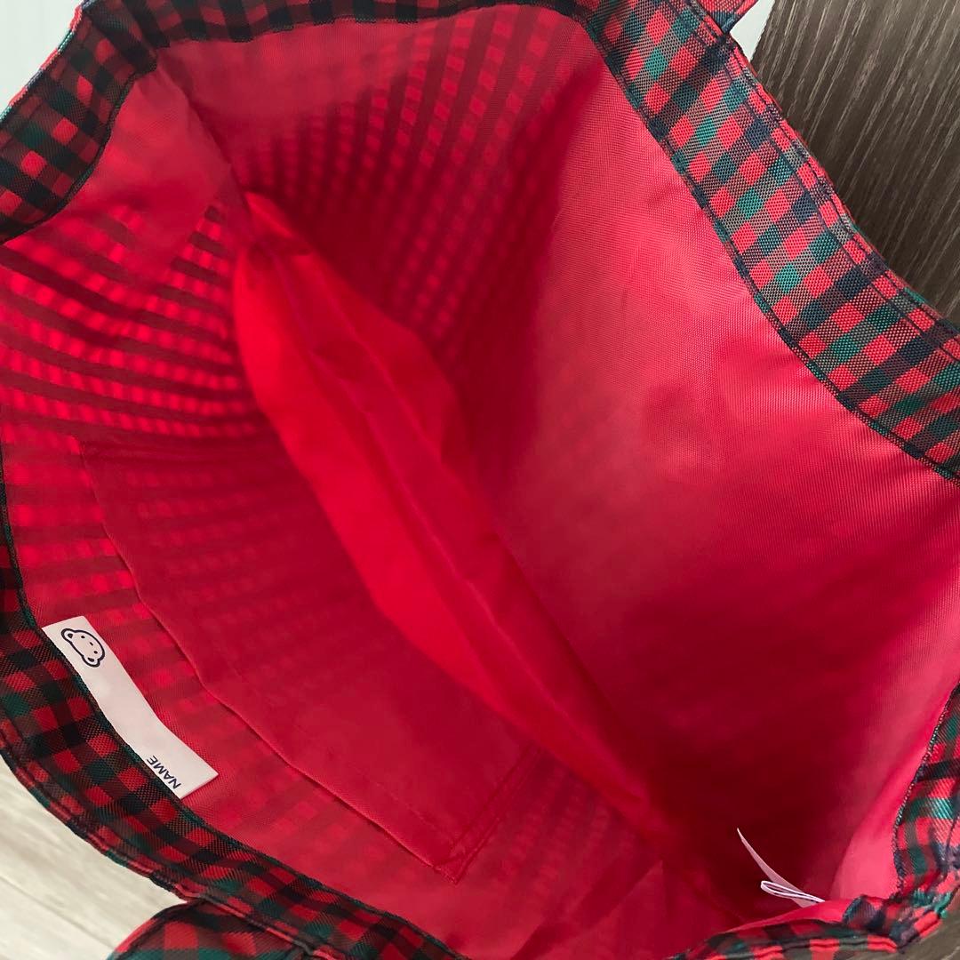 familiar ファミリア 赤チェック レッスンバッグ トートバッグ - メルカリ