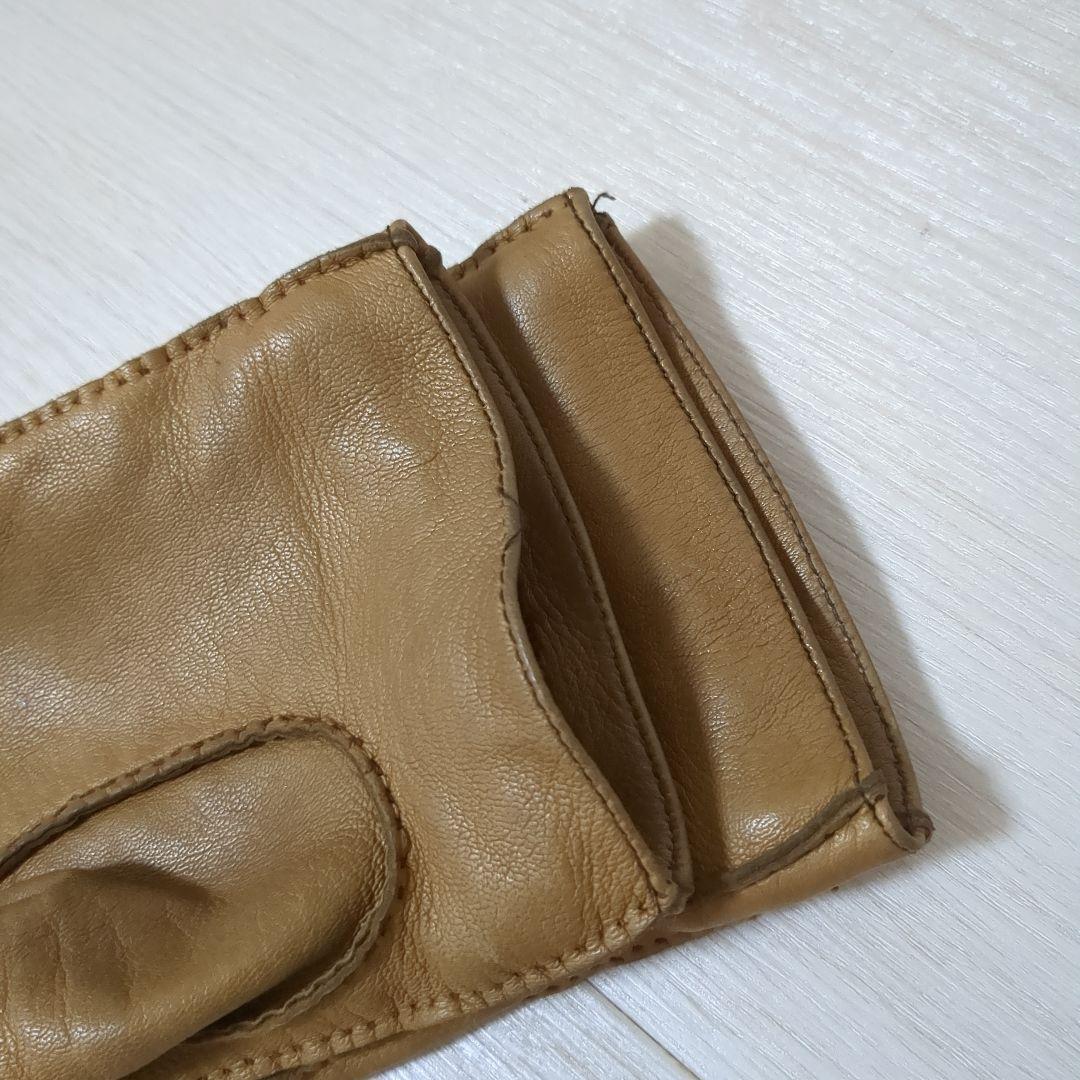 GUCCI グッチ 本革 ホースビット レザーグローブ ブラウン 7 1/2