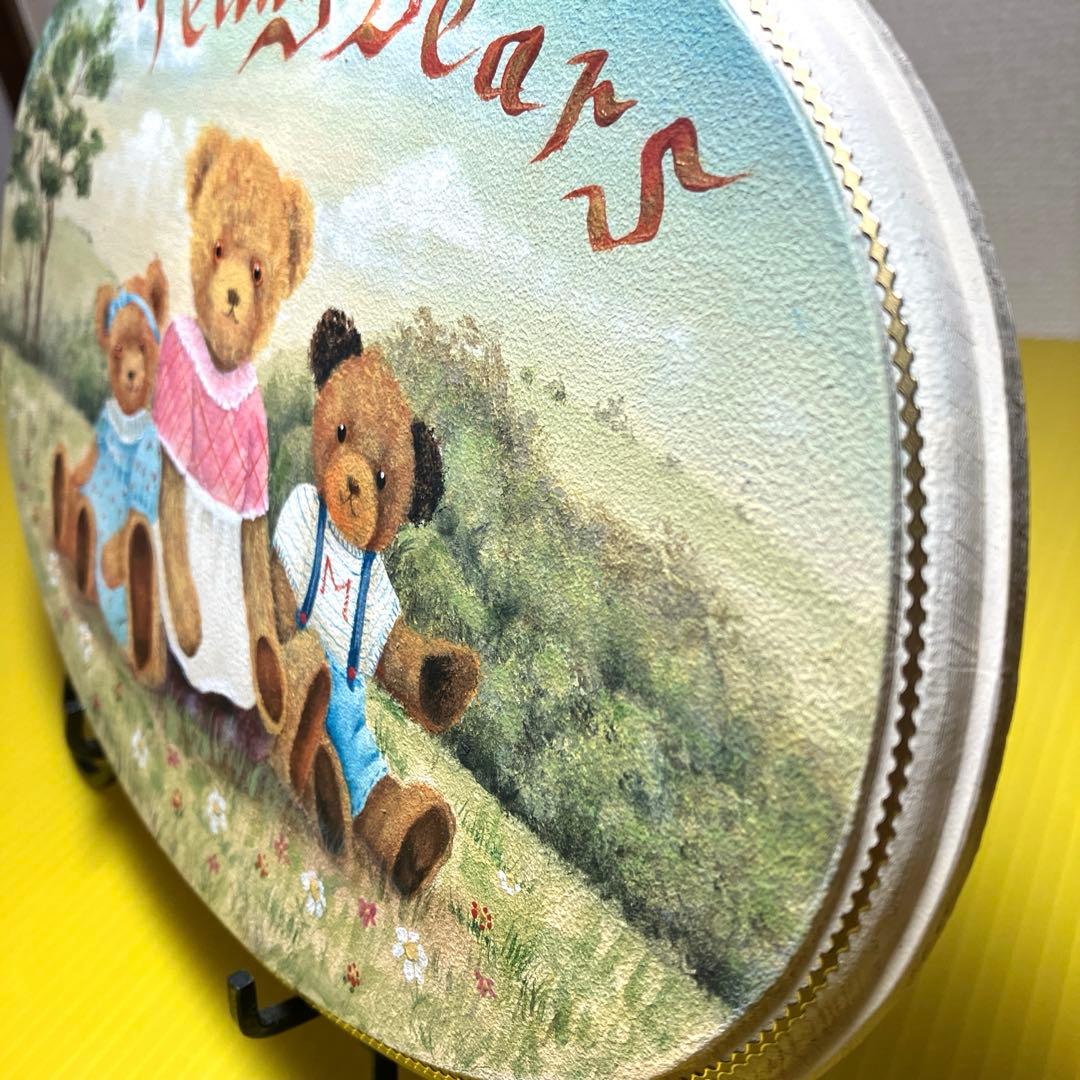 トールペイント作品☆30cmオーバルプレート☆テディベア