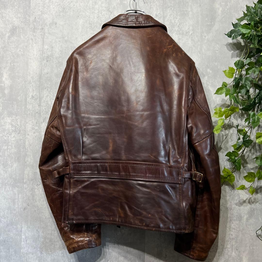 美品】キムタク着用モデル エアロレザーハーフベルテッドジャケット 馬