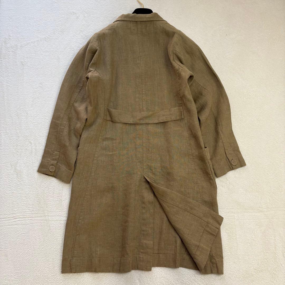 美品✨リネン100%】フォグリネンワーク バックリボン ロングコート M