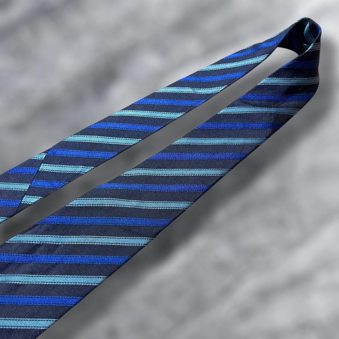 極美品꧂ポールスミス ストライプ ブルートーン ジャガード織り