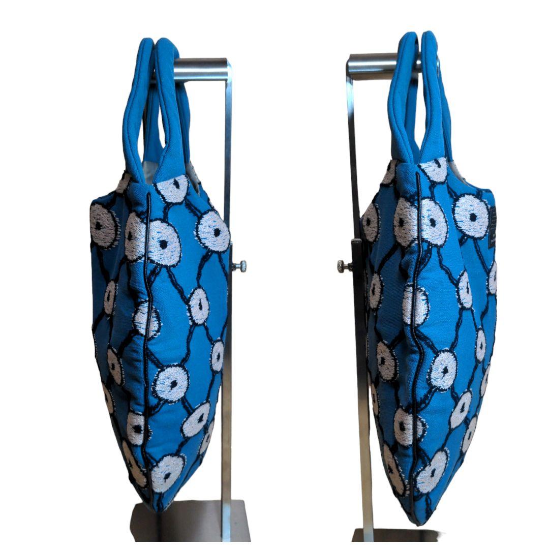 ミナペルホネン 日本製 トートバッグ エッグバッグ ハンドバッグ 青