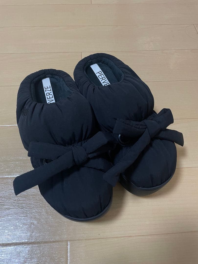 SUBU PERVERZE リボン　黒　サイズ0 PERVERZE SUBU パーバーズ スブ コラボサンダル スリッポン 黒