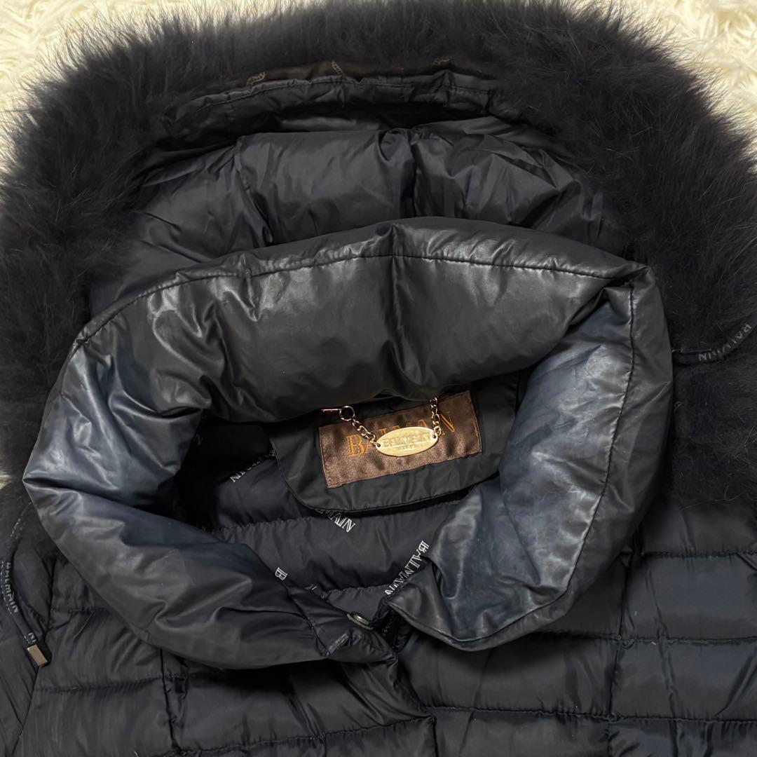 極美品】バルマン☆ ブルーフォックス ファー付 ダウンコート 黒M 891