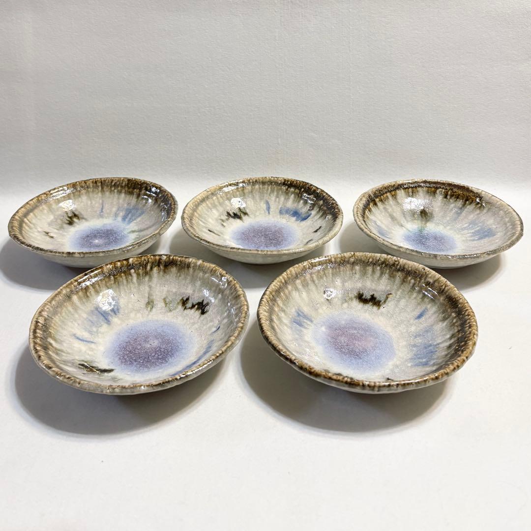 信楽焼 鈴木厳 中鉢 中皿 5客 灰釉 紫釉 和食器 作家物 厳 在銘 筒小屋 ONLINE STORE Toshoo | 陶器のネットショップ / 中川 雅佳