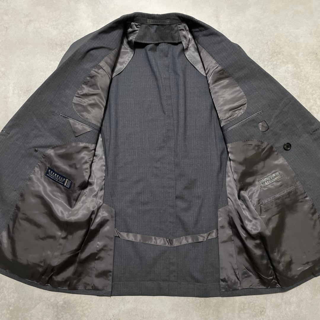 極美品✨️ヒルトン GUABELLO ダブル スーツ グレー ストライプ 戸賀