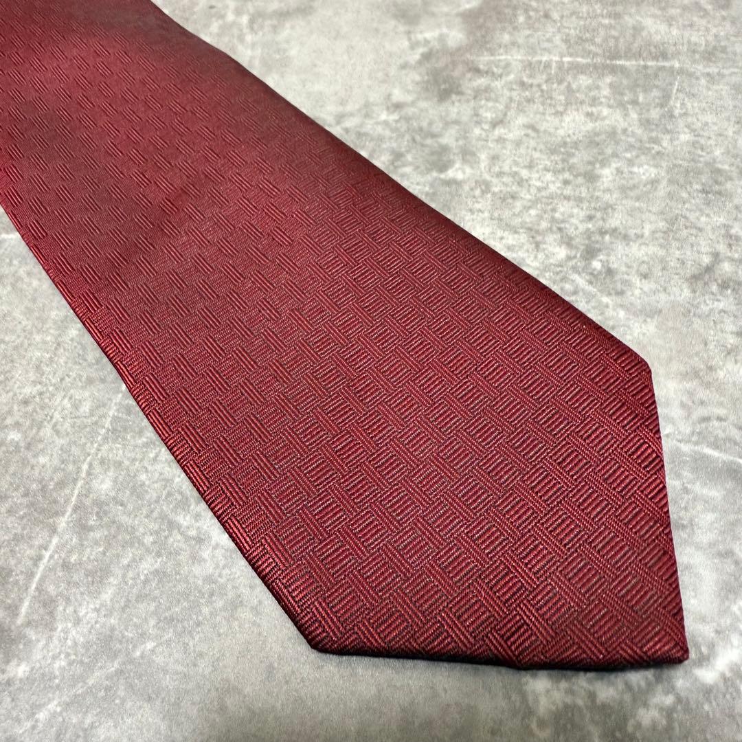 HERMES エルメス ネクタイ ワインレッド ファソネ H柄 定番 王道 希少