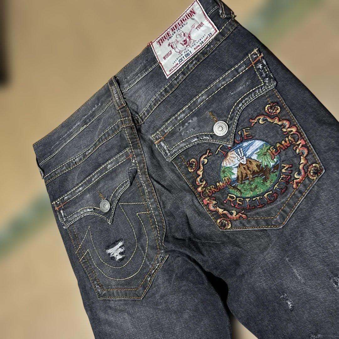 io着用 true religion 太ステッチ 黒デニム 激レア 大人気商品 - メルカリ