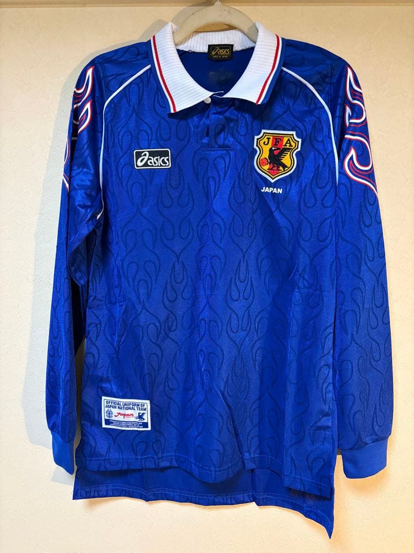 ASICS JFA 日本代表 ユニフォーム 長袖 ブルー 炎柄 1998 asics (アシックス) サッカーユニフォーム メンズ O ブルー 日本代表