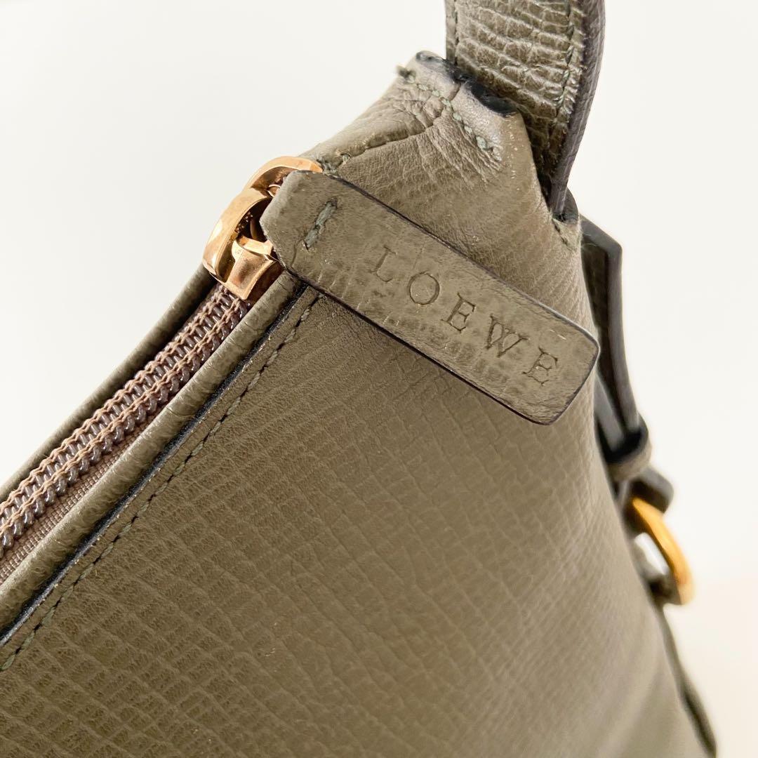 希少 LOEWE ヴィンテージ レザー ワンショルダーホーボー カーキ