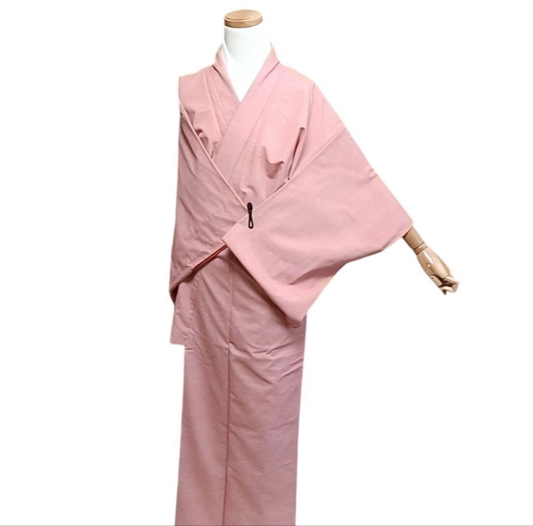 洗える着物 ポリエステル ピンク 江戸小紋 鮫小紋の青海波 スモール