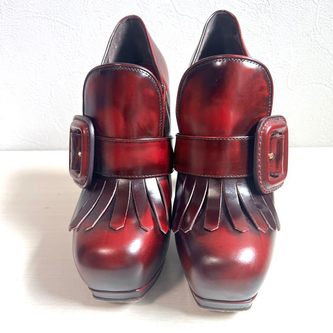 【美品】miumiu ヒールローファー 36 1/2 レザー 23.5cm