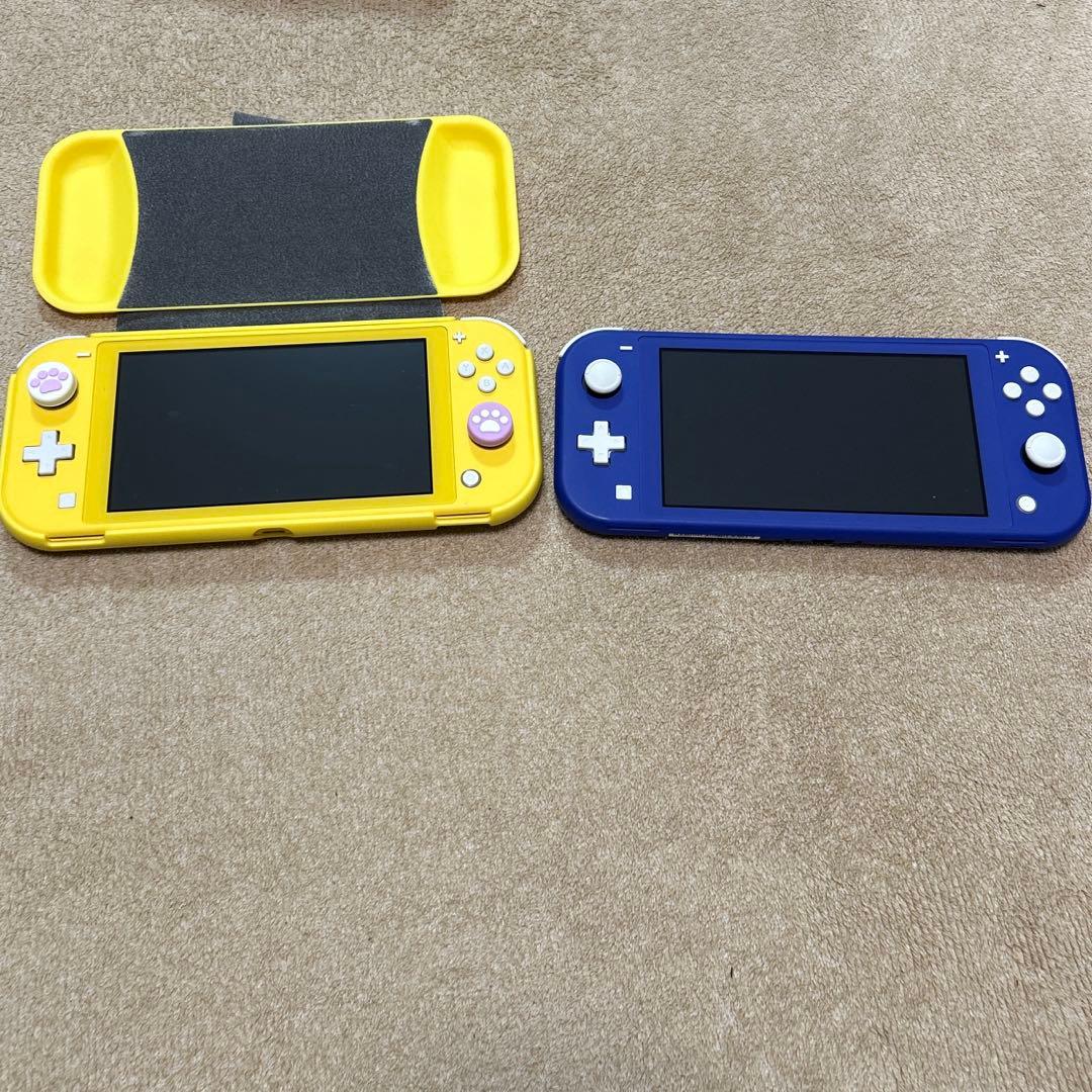 【ペア割】Switchlight 本体のみ2台 イエローブルー 保護シール貼付 Switch Lite用 液晶保護フィルム 衝撃吸収光沢ブルーライトカット