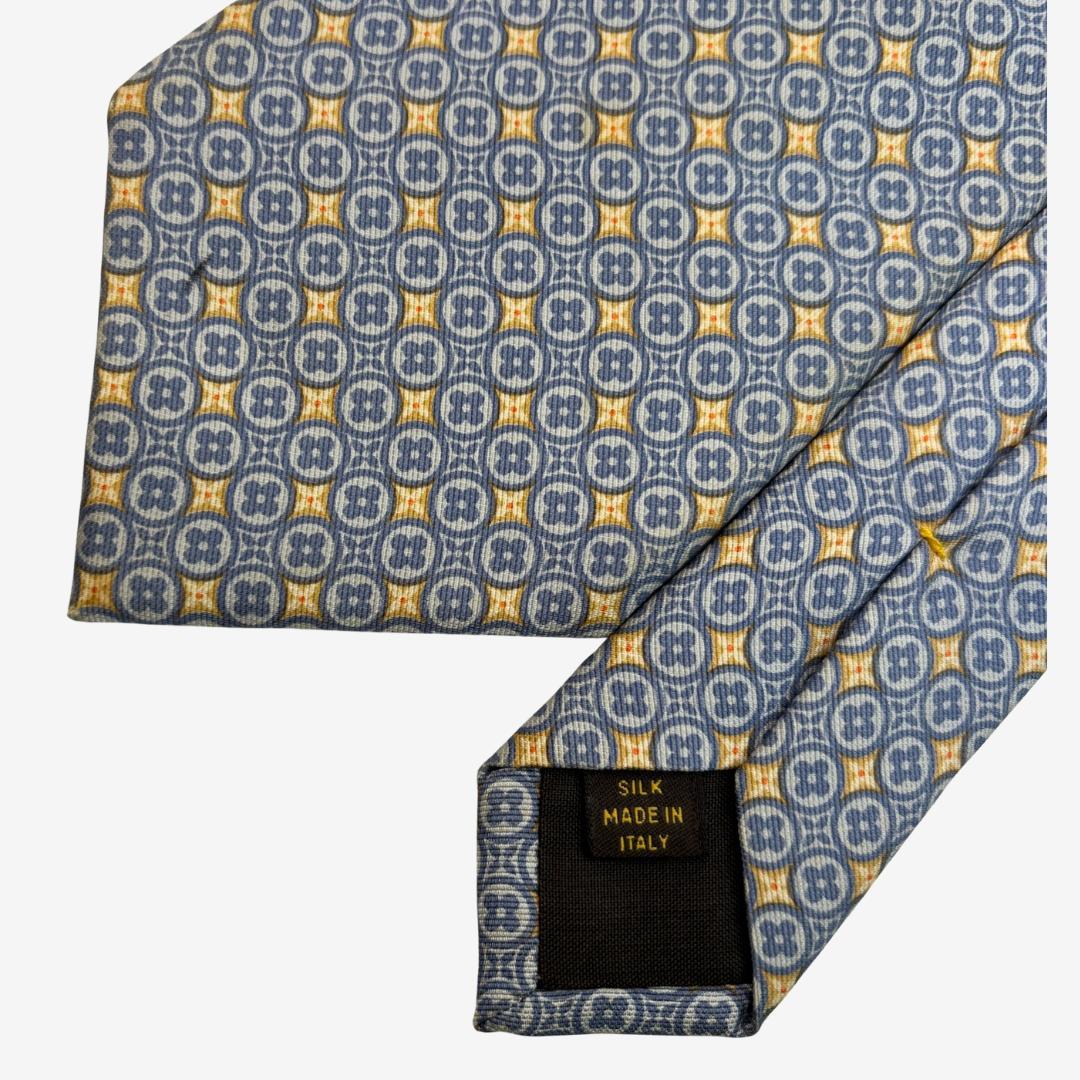 LOUIS VUITTON ネクタイ モノグラム 幾何学柄 ブルー×イエロー｜LOUIS