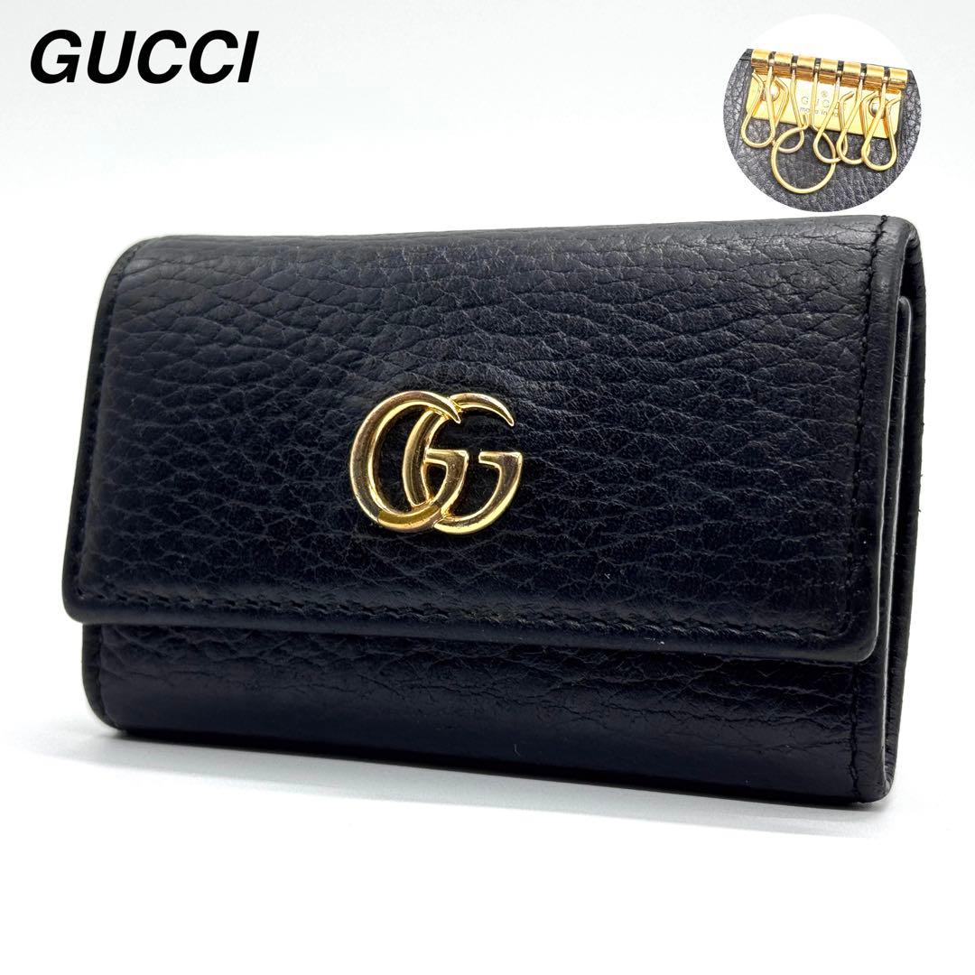 良品✨グッチ　キーケース　6連　GGマーモント　キーリング　金ロゴ　レザー　黒 楽天市場】【新品】 グッチ キーケース 6連 GGマーモント ダブルG