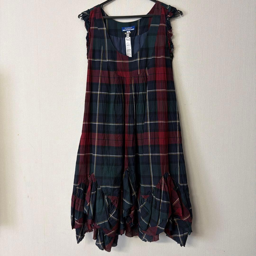 バーバリーブルーレーベル チェック柄フリル付きノースリーブ