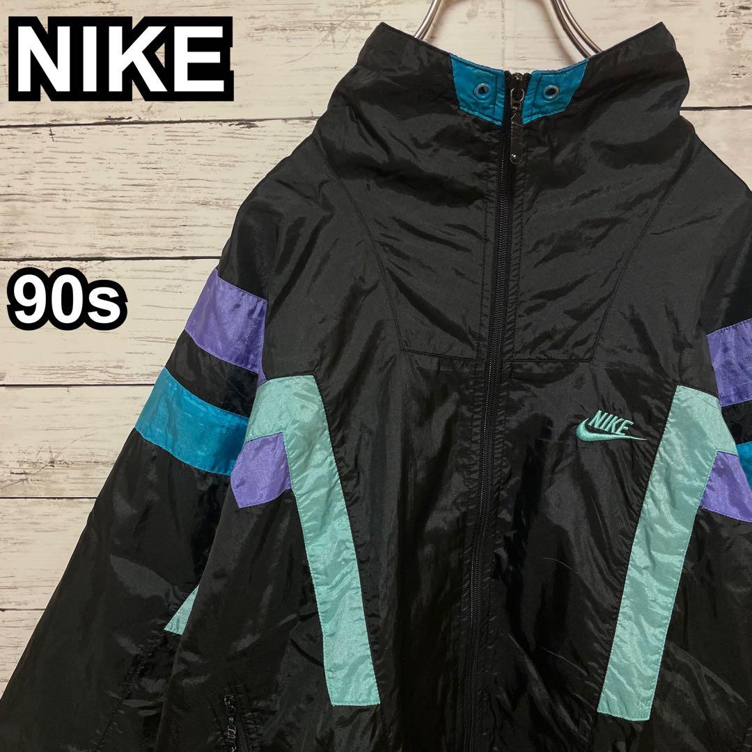 955【入手困難】ナイキ♤刺繍ロゴ　90s 銀タグ　ナイロンジャケット　美品 895【入手困難】ナイキ♤刺繍ロゴ 90s 銀タグ ナイロンジャケット 即