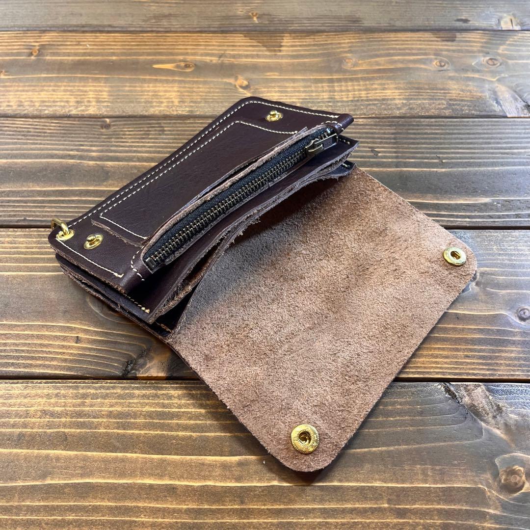 トラッカーウォレット ミドル ハンドメイド 革財布 ブラウン(茶芯