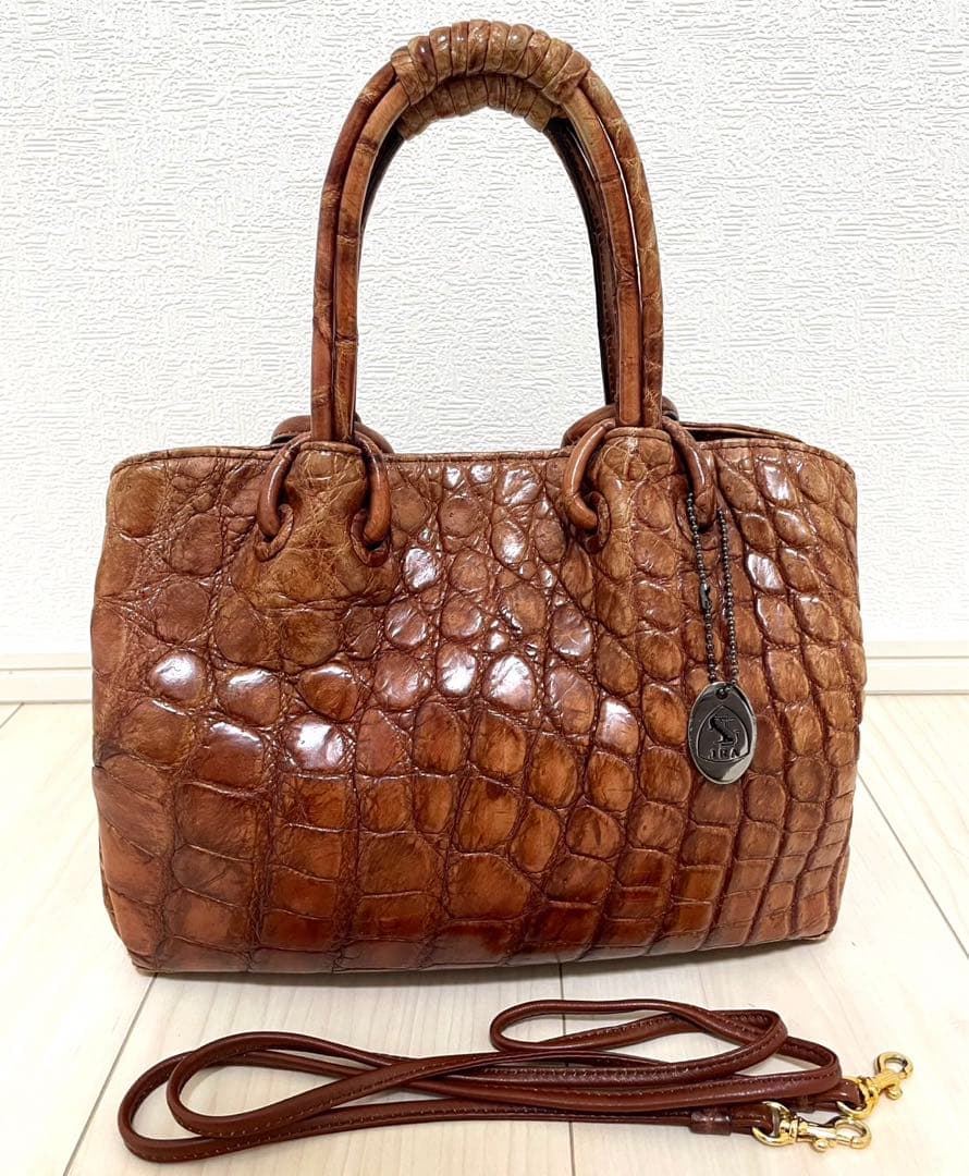 【希少】クロコダイル 高級 ハンドバッグ JRA認定 織りネーム付き 2WAY クロコダイル ハンドバッグ JRA認定 日本製 新品 トートバッグ Purple