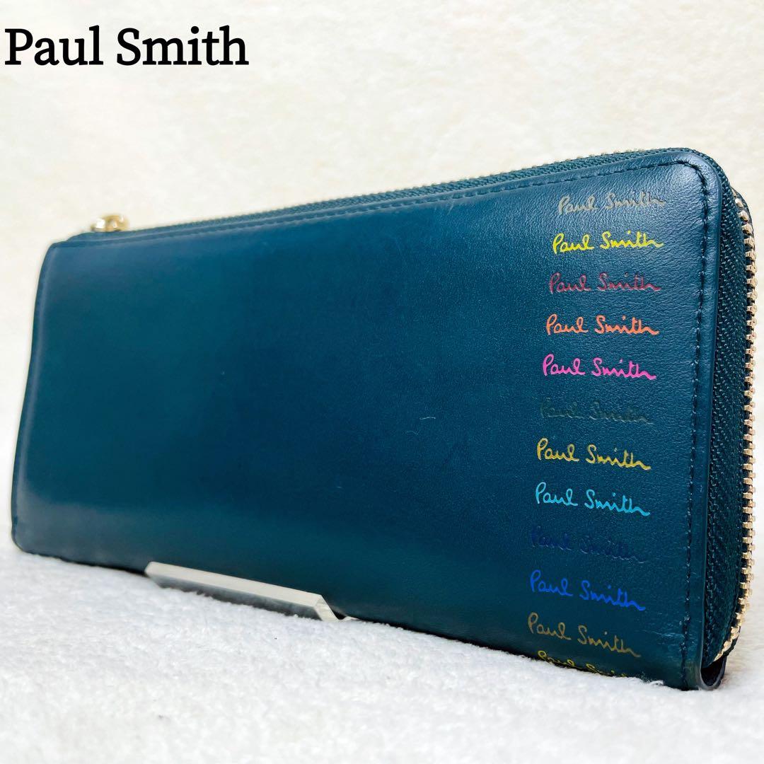 ポールスミス 長財布 L字ラウンドファスナー レザー マルチカラー ロゴ 未使用品 ポールスミス 長財布 L字ラウンドファスナー レザー マルチ