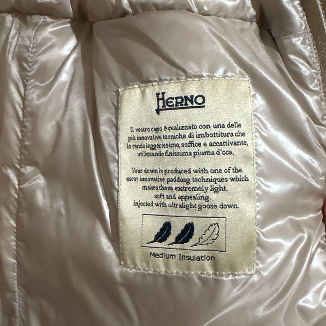 八菜様専用】HERNO ベージュ ダウンコート エコファー 素材切替ダウン