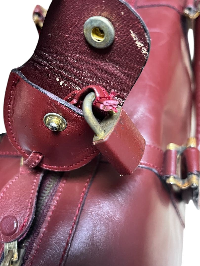 CARTIER カルティエ マストライン ボストンバッグ バーガンディ 2C