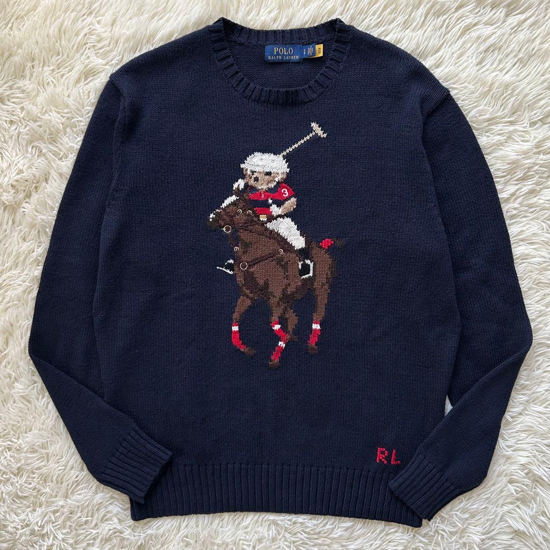 現行 ポロラルフローレン ポロベア セーター ニット ビッグポニー 紺