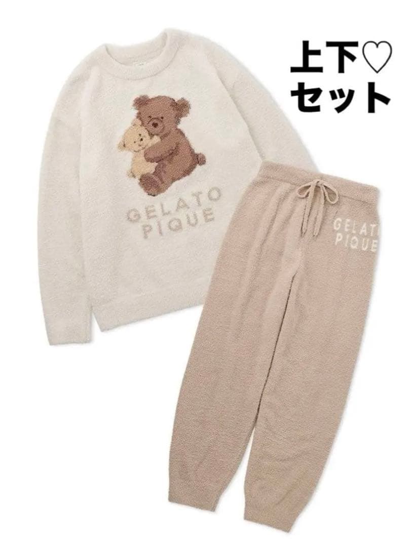 新品 ジェラートピケ アニマルジャガードプルオーバー&ロングパンツセット くま 楽天市場】アニマルジャガードプルオーバー&ロングパンツセット gelato