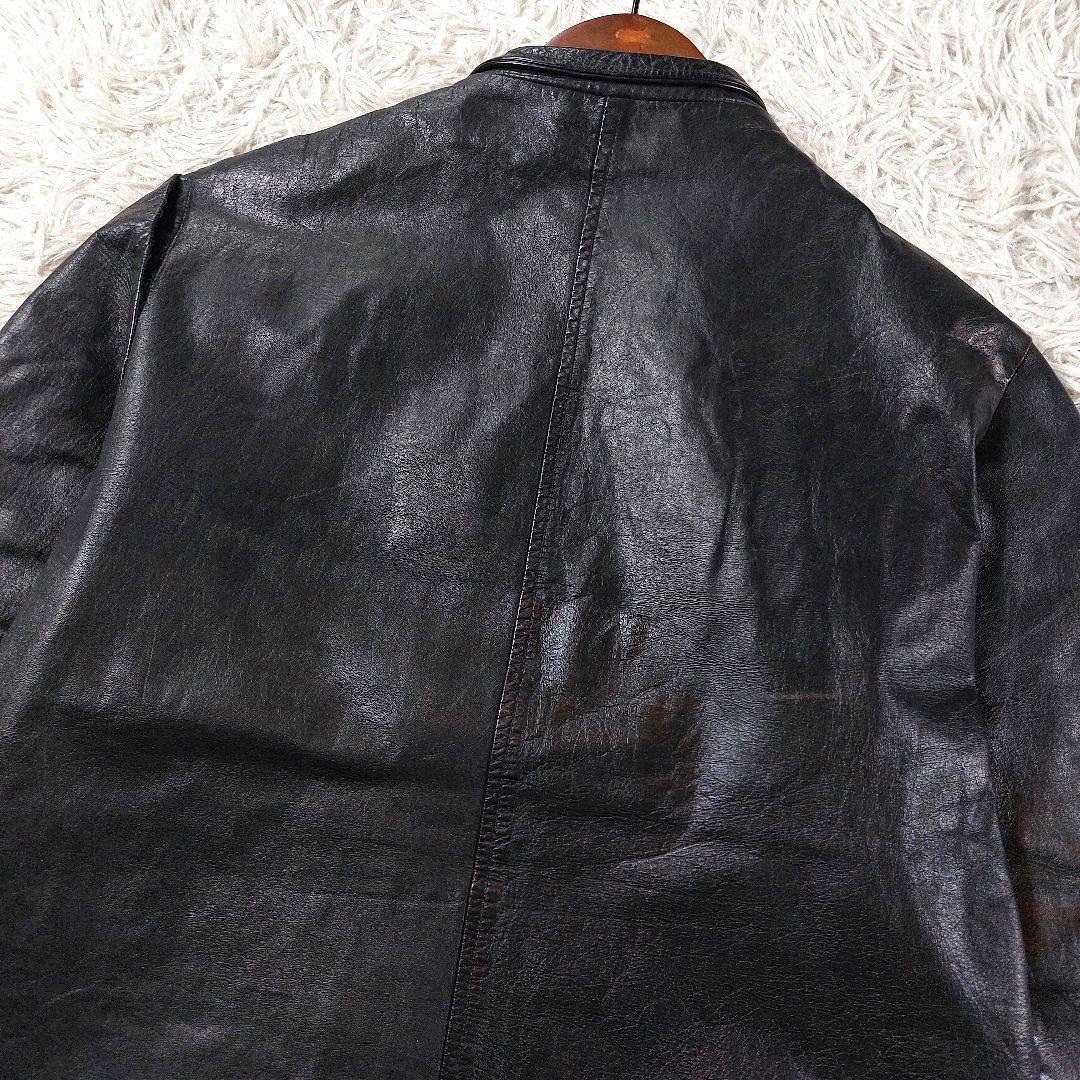 60s~70s デカタロン シングルレザーライダースジャケット ワッペン革