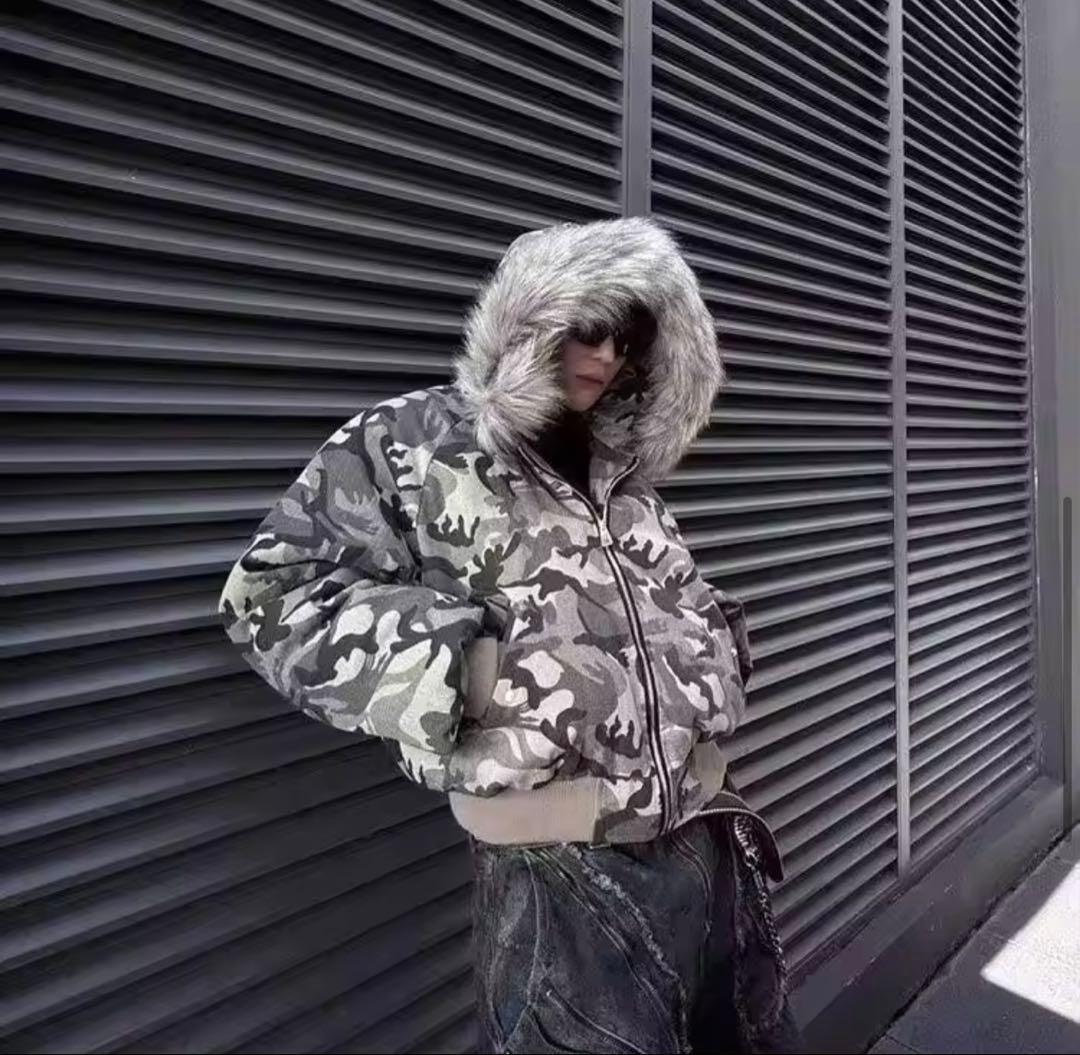 リアルツリー 迷彩柄 ファージャケット ファーパーカー y2k 韓国 punk