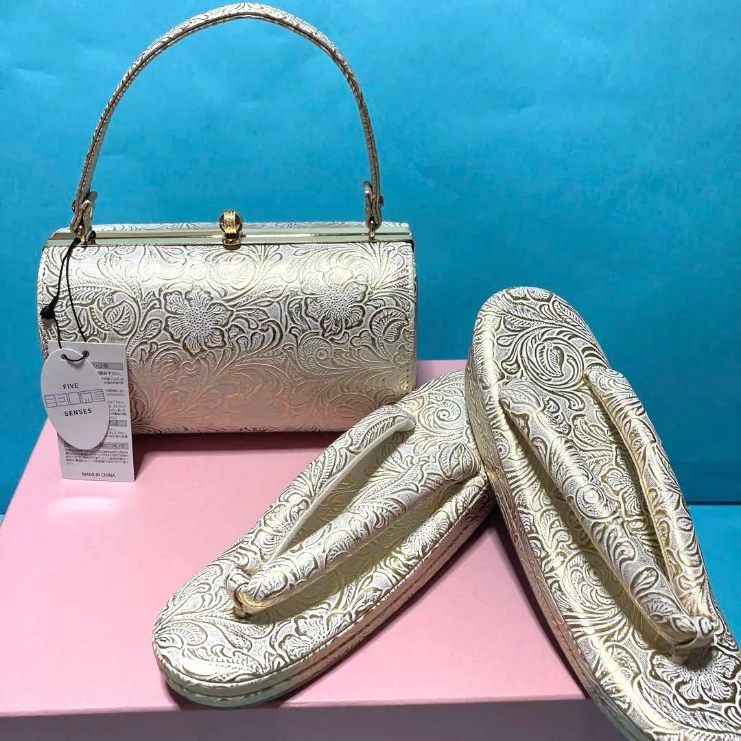 振袖用　草履バックセット　FIVE SENSES 新品　No.1465 楽天市場】草履バッグセット 成人式 振袖 セット 白梅謹製 Lサイズ