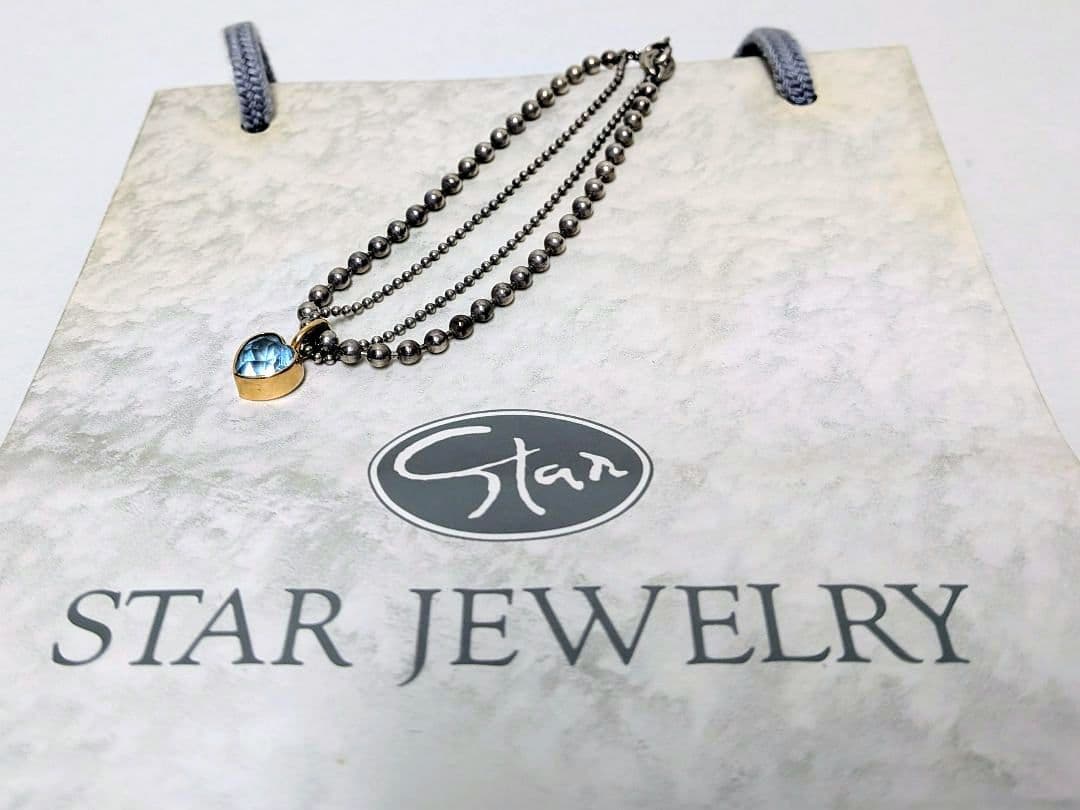 スタージュエリー ハートアクアマリンK14/ SV950ブレスレット STAR JEWELRY（スタージュエリー） ハートモチーフネックレス アクア
